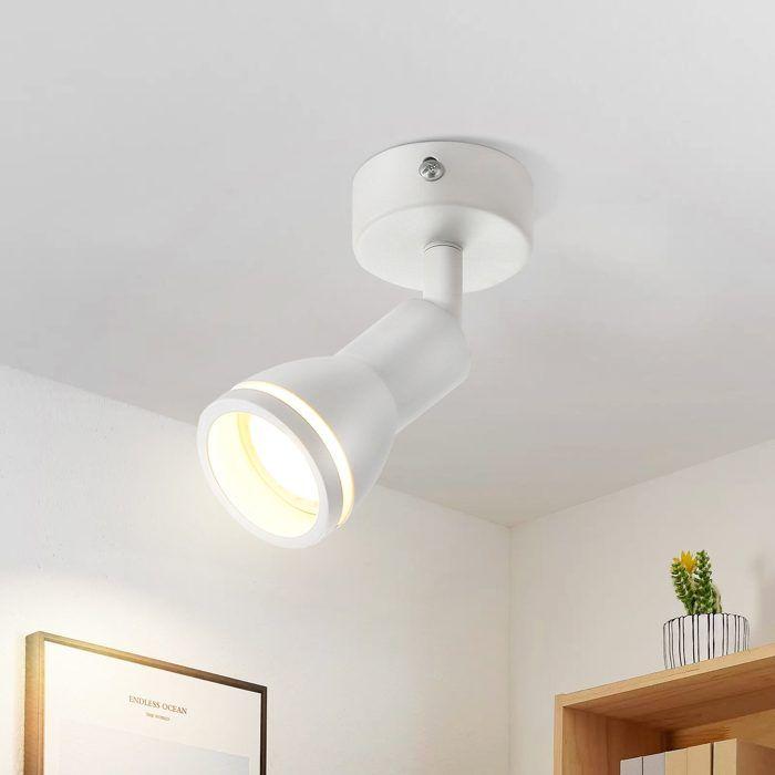 Plafonnier 1 ampoule - NETTLIFE - Spot de plafond LED 1 ampoule - Blanc - Orientable GU10 - Métal