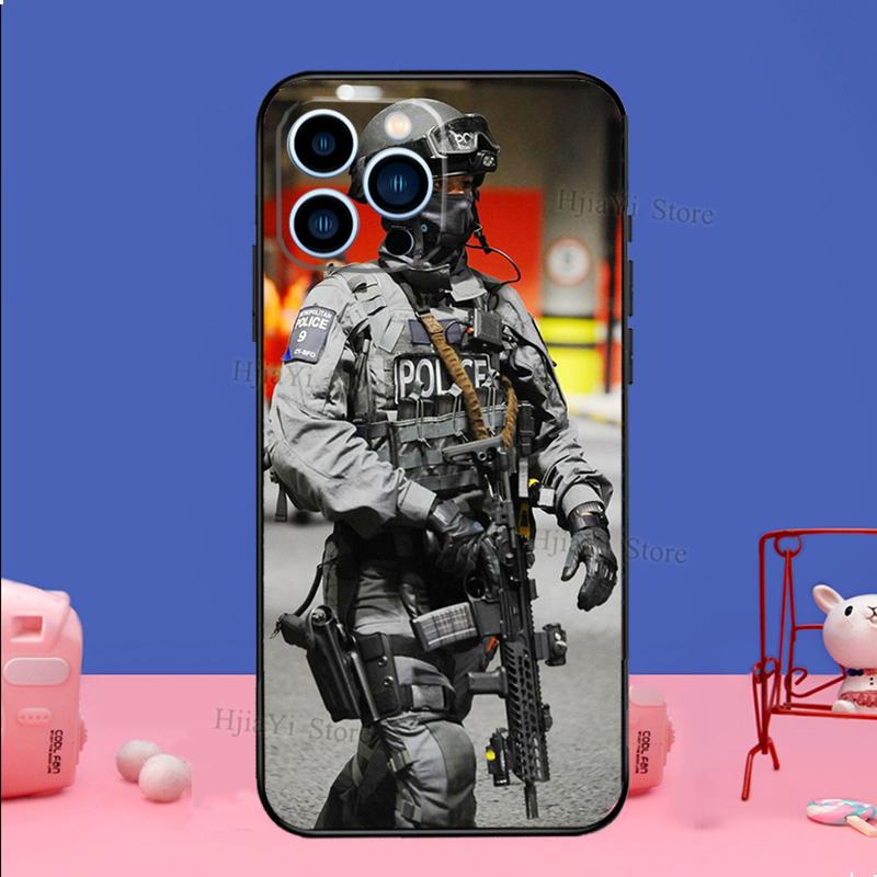 Police Phone Case For iPhone 16 15 12 13 Mini 11 14 Pro XS Max Plus X XR Silicone Cover