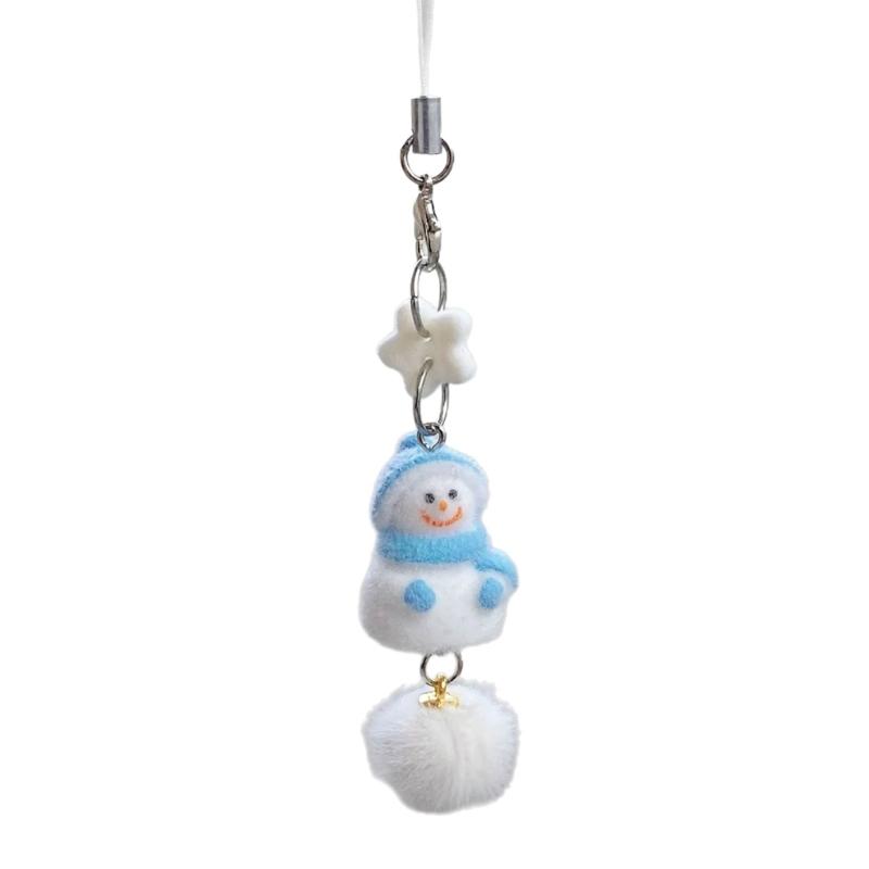 Luxurious Plush Snowman Keychain Soft Plush Design Ideal For Christmas Holiday Decors Keychain Bag Accessory Fashionable Gift