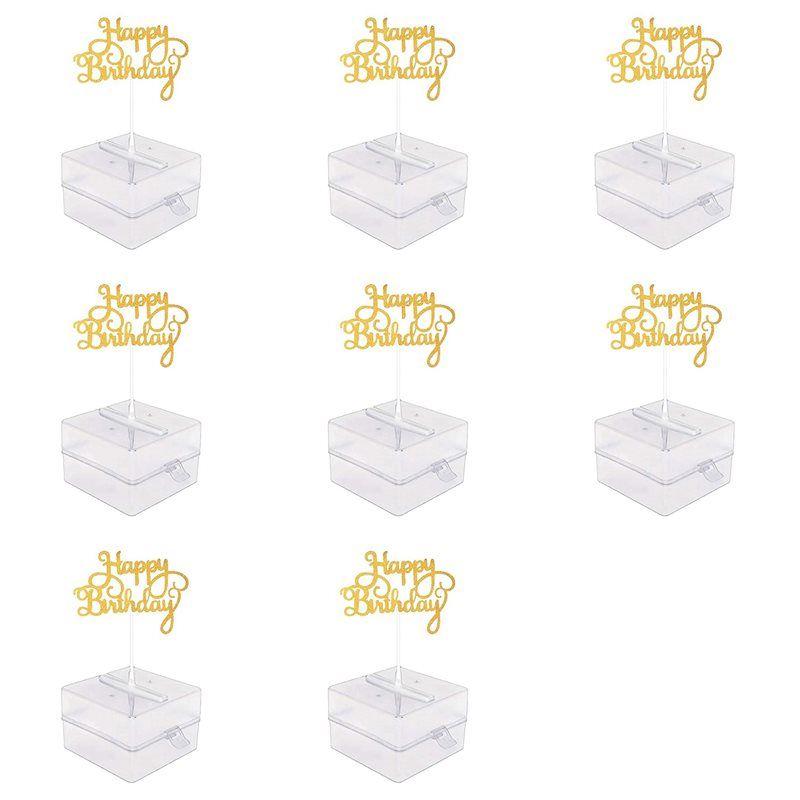 8X Cake Money Box Set, Money Pulling Cake Making Mold,Cake ATM Money Box With Gold Glitter Happy Birthday Cake Topper