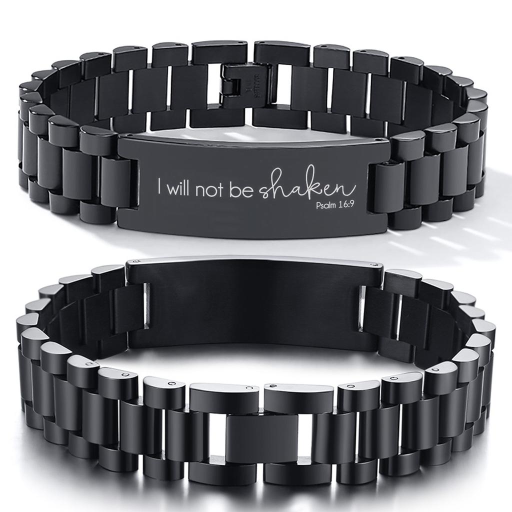 Vnox Assorted Bible Verse Bracelets for Men,Engraved Religious Scripture Quote Wristband,Faith Prayer Christian ID Bracelet Gift