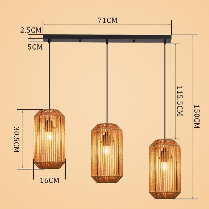 Hängeleuchte - NETTLIFE - Rattan-Kopfleuchter - Schwarz - Ø71 cm - Nordischer Stil - E27