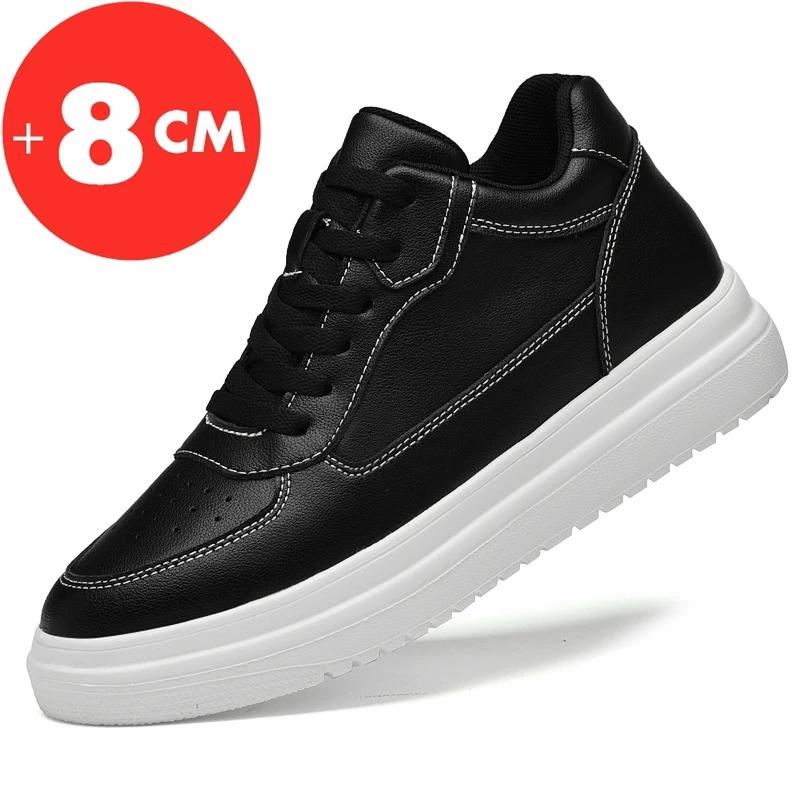 Lift Sneakers Man Elevator Shoes Height Increase Insole 8cm White Black Taller Shoes Men Leisure Fashion Sports Plus Size 36-44