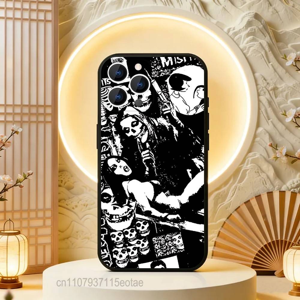 

Skull Cool M-Misfits Rock Phone Case Silicone Soft For IPhone 16,17,15,11,13,12,14,Mini,Pro,Max,Plus,Air,E Black iPhone14ProMax