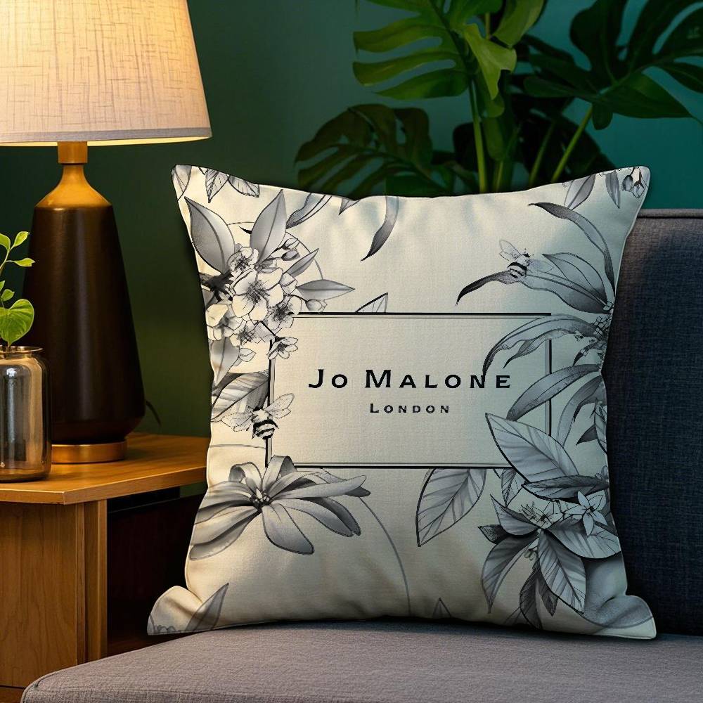 JJo MMalone LLOGO Pillow Case Plush Fabric Soft Double Sided Print Sofa Cushion Cover Throw Pillow Covers