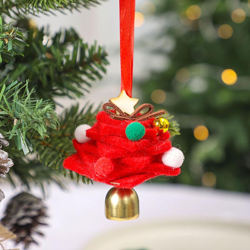 Mini Felt Christmas Tree Decorative Christmas Wind Chime Christmas Bell Ornaments Metal Festive Decor Supplies For Home Decor