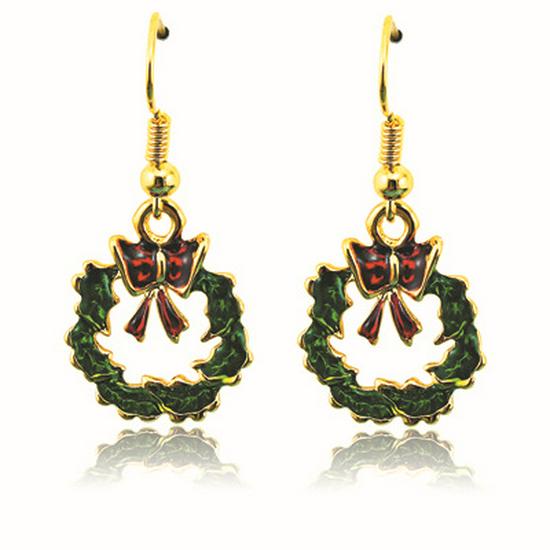 

2018 European & American Drip Oil Bow Christmas Earrings for Women золотой