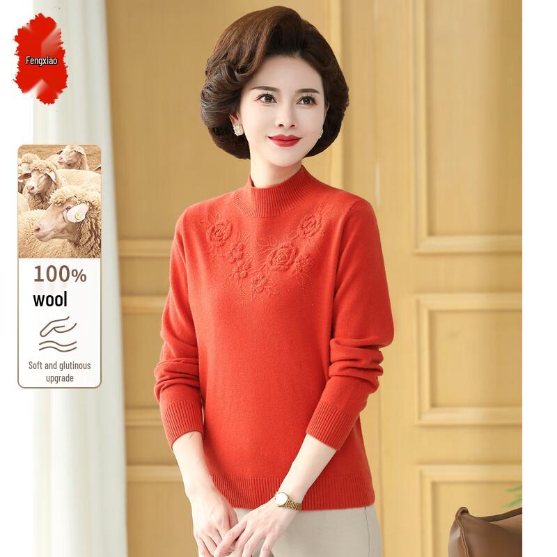 

Women s Mid-Aged 100% Wool Fall/Winter Sweater Top 3XL