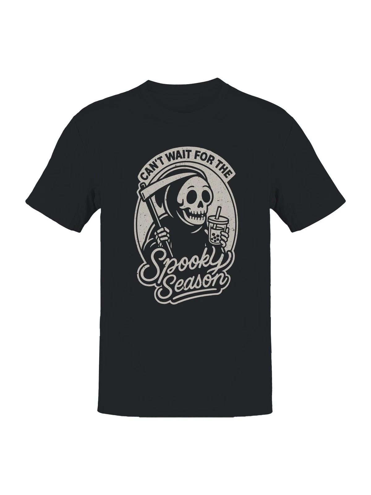 Spooky Season Anticipation with Grim Men s T-shirt M