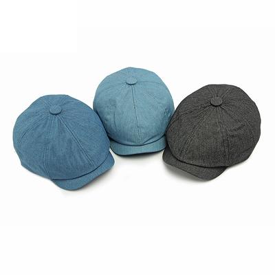 Erkek Kadın Denim Sekizgen Şapka İngiliz Vintage Bere Şapka Ressam Newsboy Şapkası