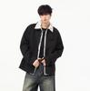 Unisex Retro Wolljacke mit Revers und Reißverschluss - Falsches Zweiteiler-Design für Herbst/Winter Freizeitkleidung