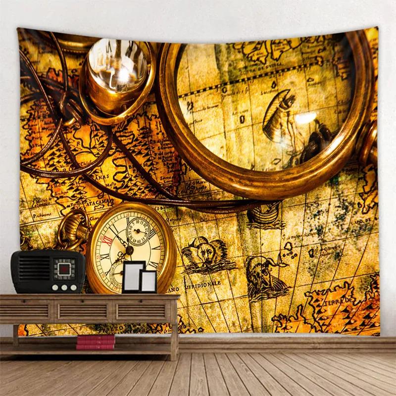VIKAMA Vintage Pirate Ship Tapestry Home Wall Art Decorative Backdrop Living Room Bedroom Decorative Hanging Tapestry