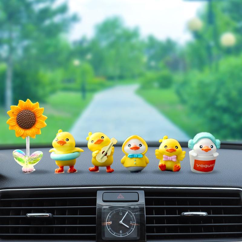 Creative Cute Yellow Duck Car Ornaments: Adorable Goddess-Themed Decorations for Car Dashboard.