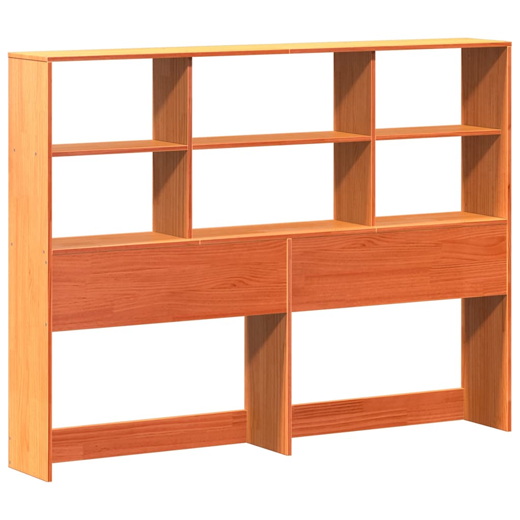 Headboard with Storage Space Wax Brown 135 Cm Solid Pine Wood