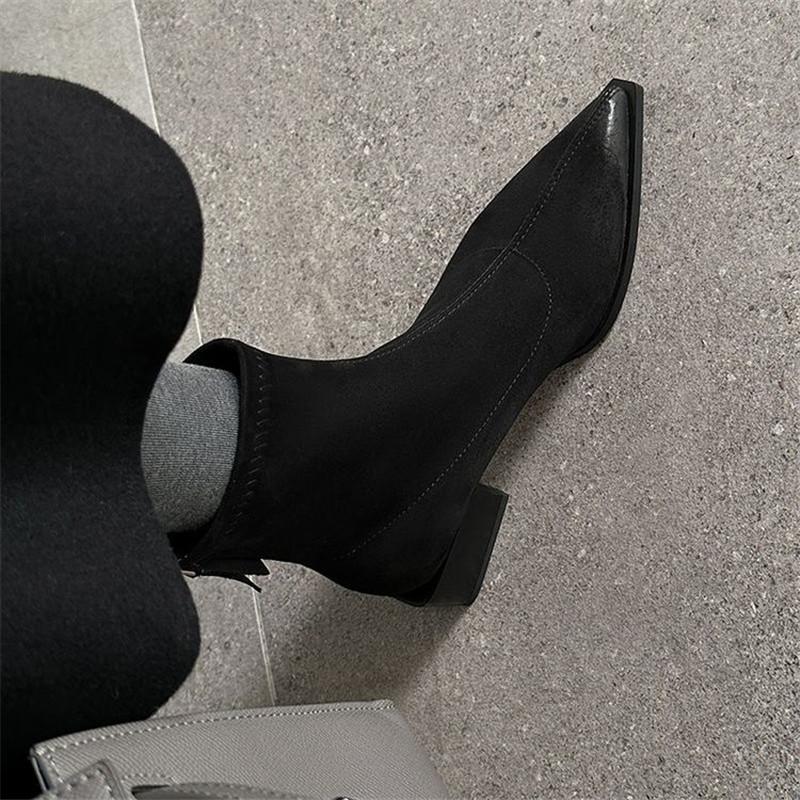 Fashion New Spring Autumn Women Boot Shoes for Women Pointed Toe Short Boots Fashion Boots Handmade Chunky Heels Skinny Boots