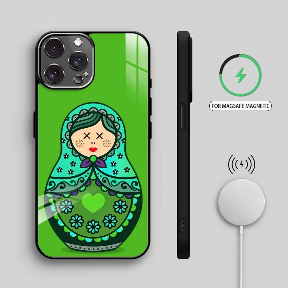 Beautiful Cool Russian Matryoshka Phone Case For iPhone17,16,15,14,13,12,11 Plus,Pro Max Magnetic For Magsafe Wireless Charging