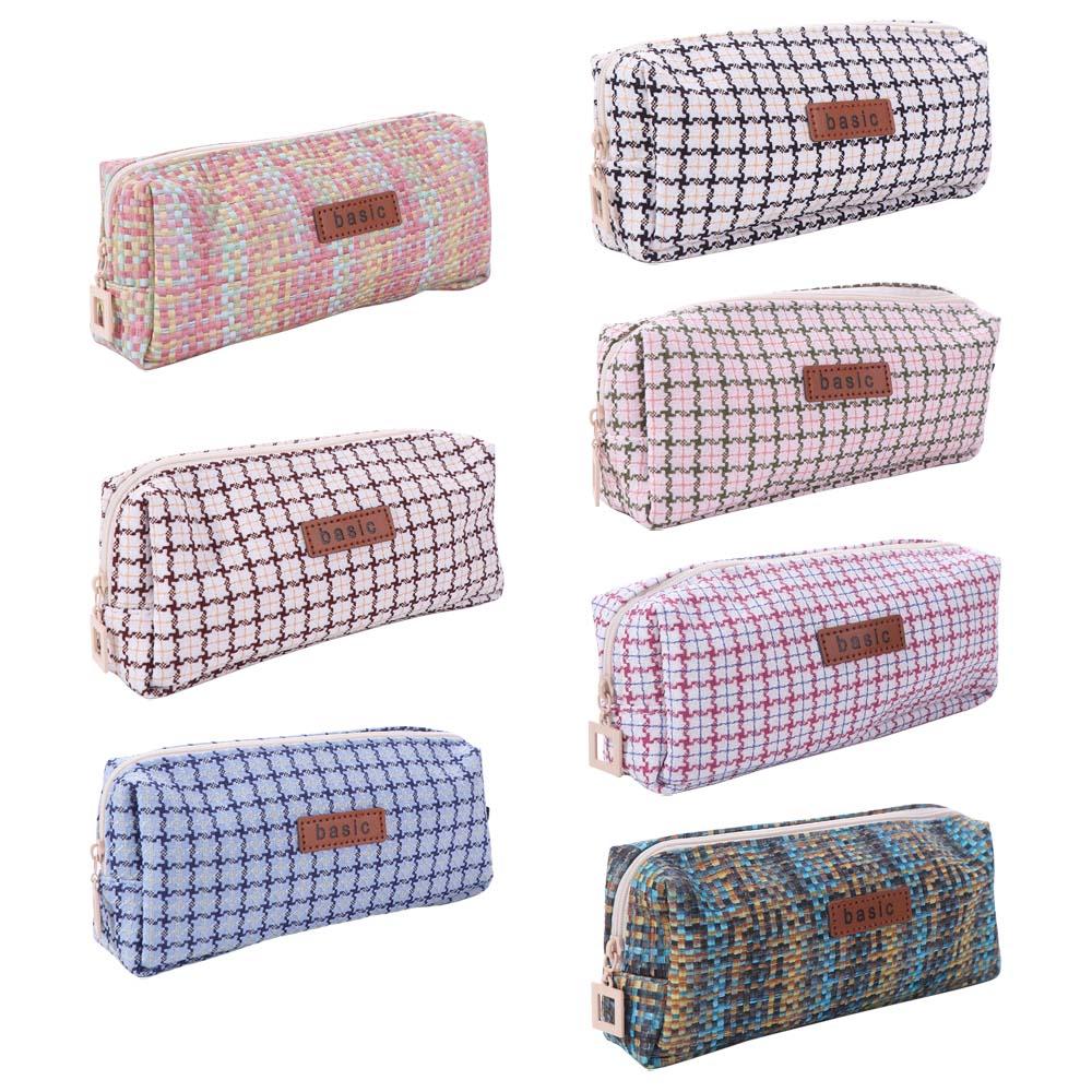 INS Simplicity Woven Pencil Case Large Capacity Pen Bag Stationery Bag Cosmetic Storage Bag Travel
