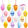 24Pcs Plastic Easter Eggs Hanging Ornament Easter Tree Basket Colorful Eggs Decoration Happy Easter Party Kids Gift Home Decor