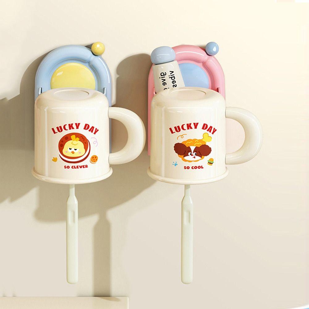 Suction Cup Wall Mounted Toothbrush Holder Waterproof Punch-Free Bathroom Toothpaste Holder Self Adhesive Household