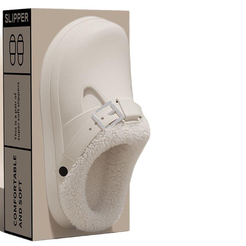 New simple retro cotton cover bag head slippers winter and autumn add warm indoor EVA thick bottom non-slip