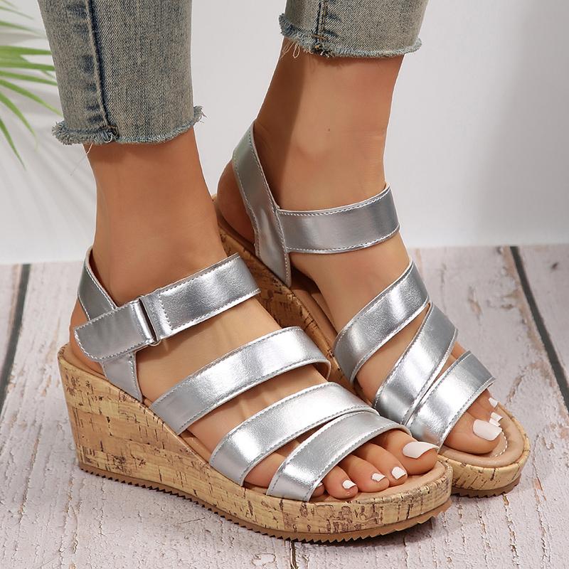 New Summer Fashion Wedge Sandals for Women Gold Silver Roman Style Peep Toe Platform Sandalias Mujer Thick Bottom Beach Shoes