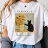 Vintage Art Cat T Shirt | Van Gogh Inspired Graphic Tee | Black Cat Lover Shirt | Funny Shirte | 100% Cotton Shirt