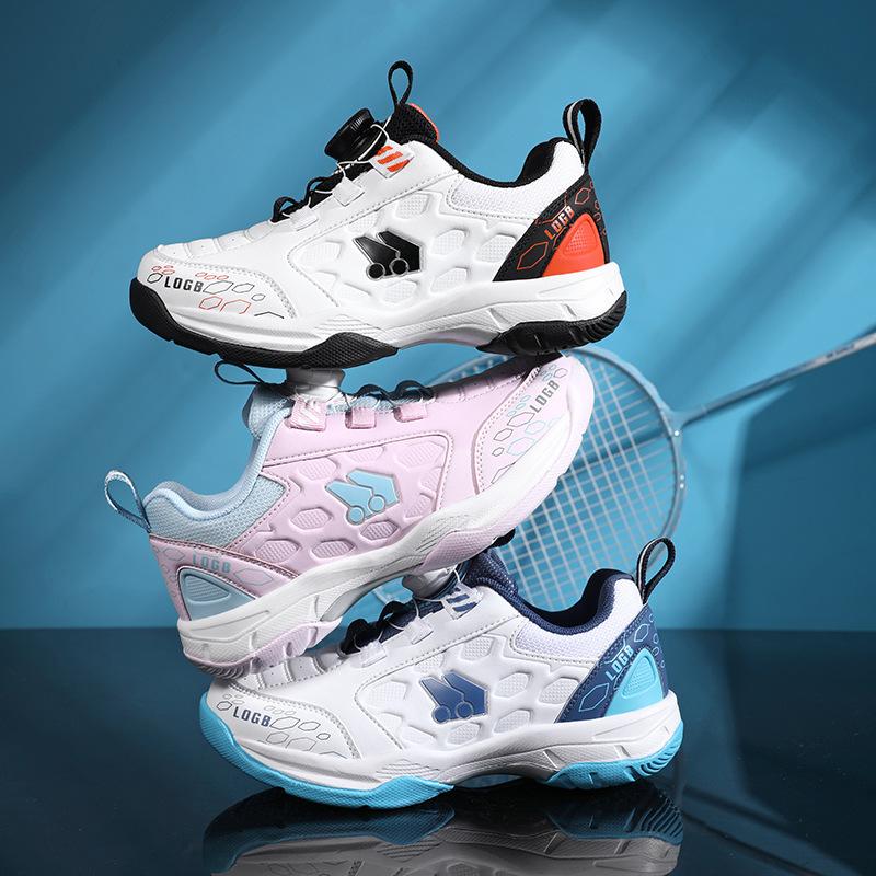 Girls Tennis Shoes Non-slip Children's Sports Shoes Leather Surface Breathable Lightweight Youth Training Shoes Boys Badminton Shoes