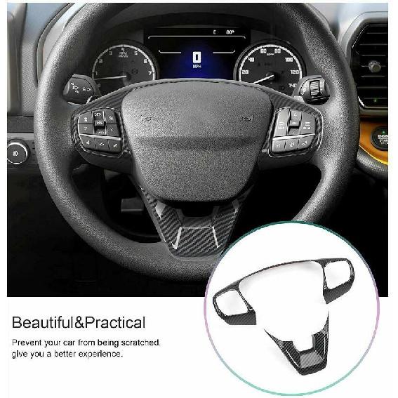 For Ford Bronco Sport 2021-2022 Carbon Fiber Steering Wheel Frame Cover Trim 2P