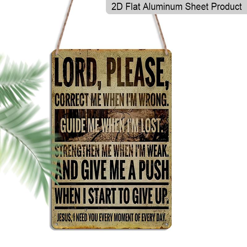 2D Flat 1pc Vintage Aluminum Decorative Plaque  Lord, Please  – Indoor and Outdoor Wall Hanging Inspirational Sign, Multi-Purpose Religious Theme 20*30cm