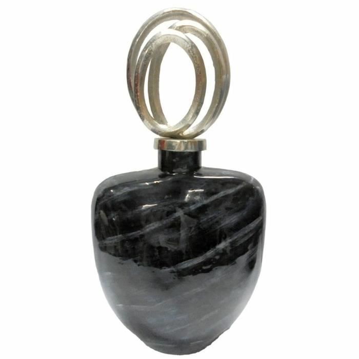 Vase - Design - Moderne - Verre Noir - Aluminium - 48 Cm