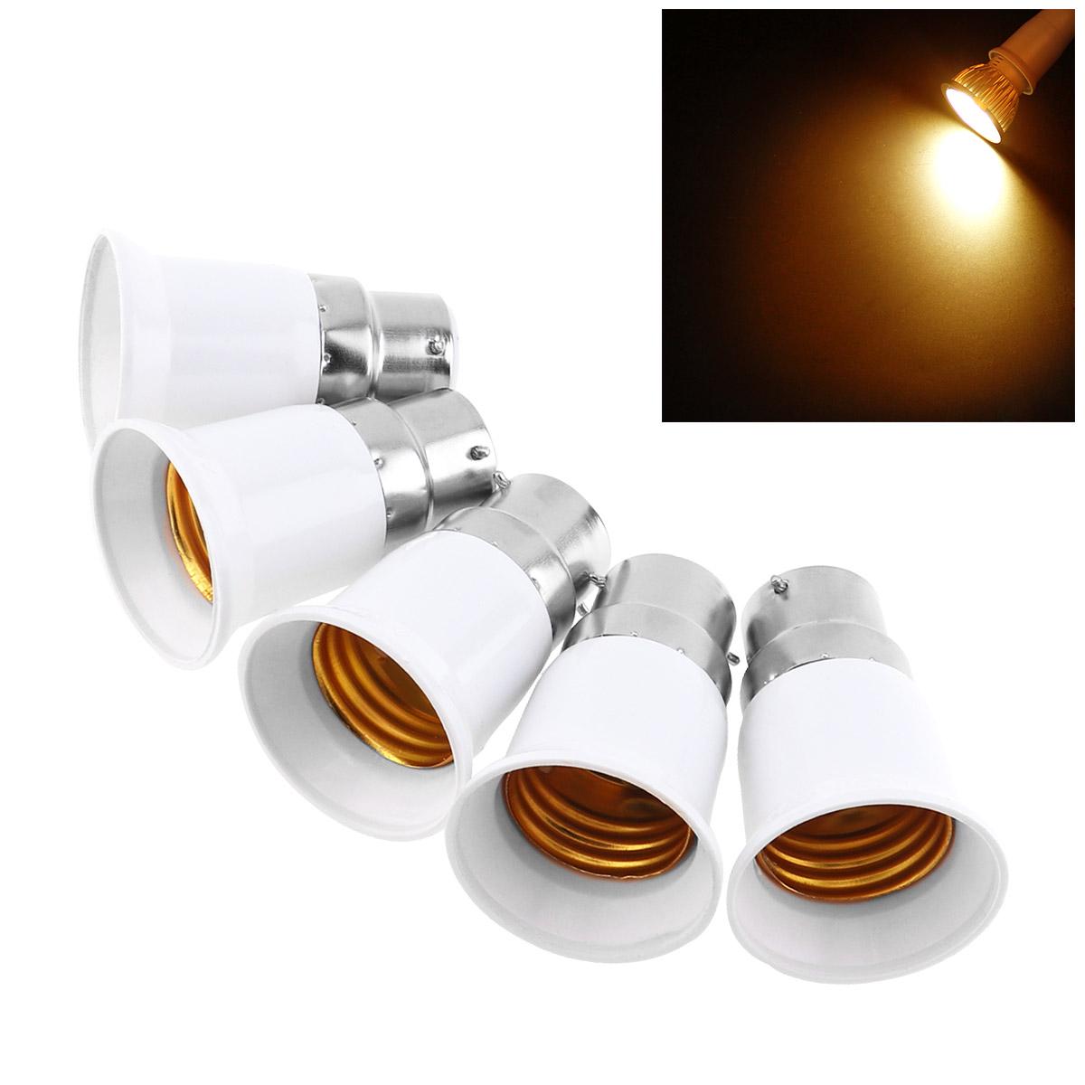 

5 шт. B22 на E27 светодиодный адаптер для цоколя лампы Универсальный преобразователь света патрон для лампы B22 to E27