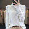Women's Fine Wool Lace Loose Long Sleeve Sweater with Mesh Half High Neck for Autumn