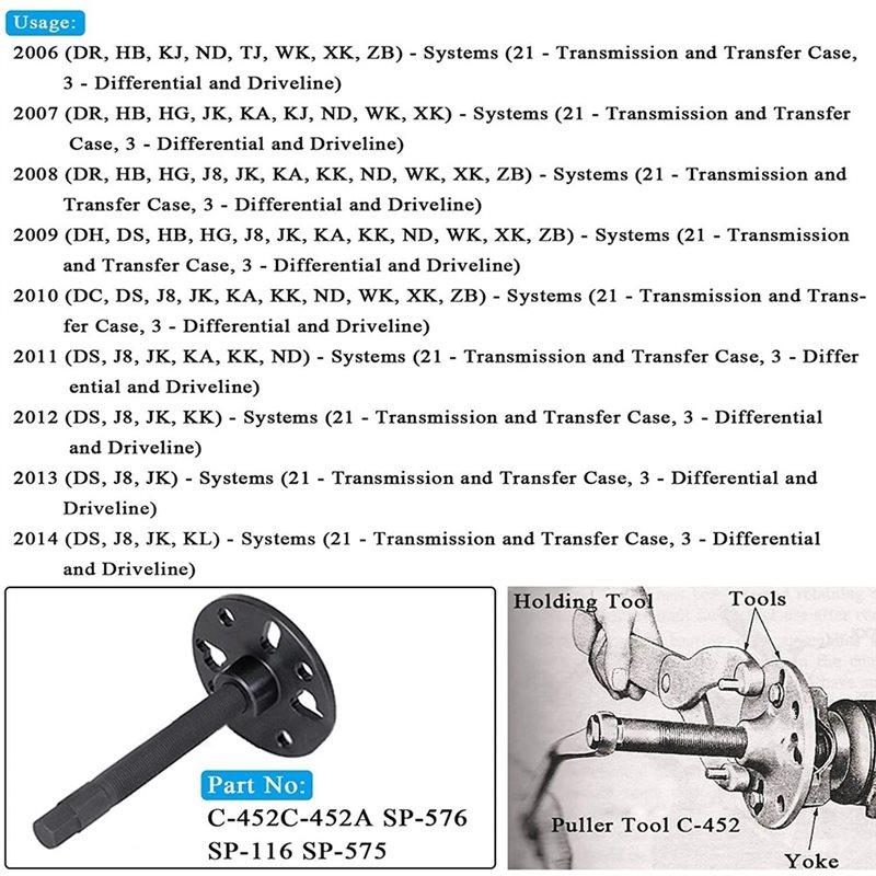 Aug. Flange Puller Yoke Removal Specialty Tool For Miller C-452 SP-575 C-452A SP-116- Hub/Companion Design