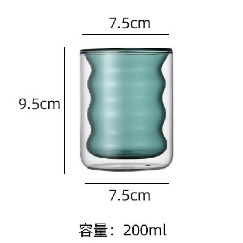 Creative Glass Cups Double-layer Heat-resistant Tumbler Drinking Cups Juice Milk Coffee Cups Tumbler Corrugated Cups 200ml