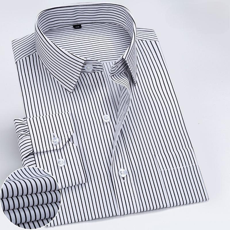 Men's Plus Size Striped Shirt Classic Conventional Version of Casual Long-sleeved Male Clothes