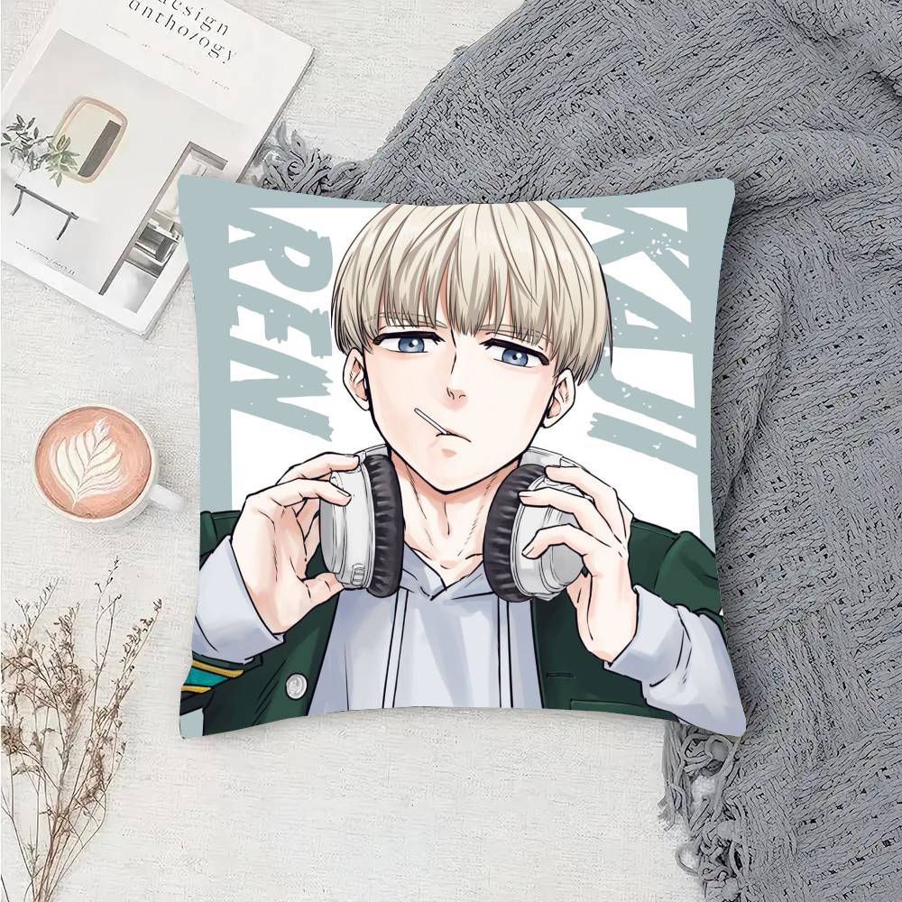 Kaji Ren Hot Blooded Anime W-Wind Breaker Pillow Case Fashion Square Pillowcase Bedroom Sofa Room Ins Decoration Leisure