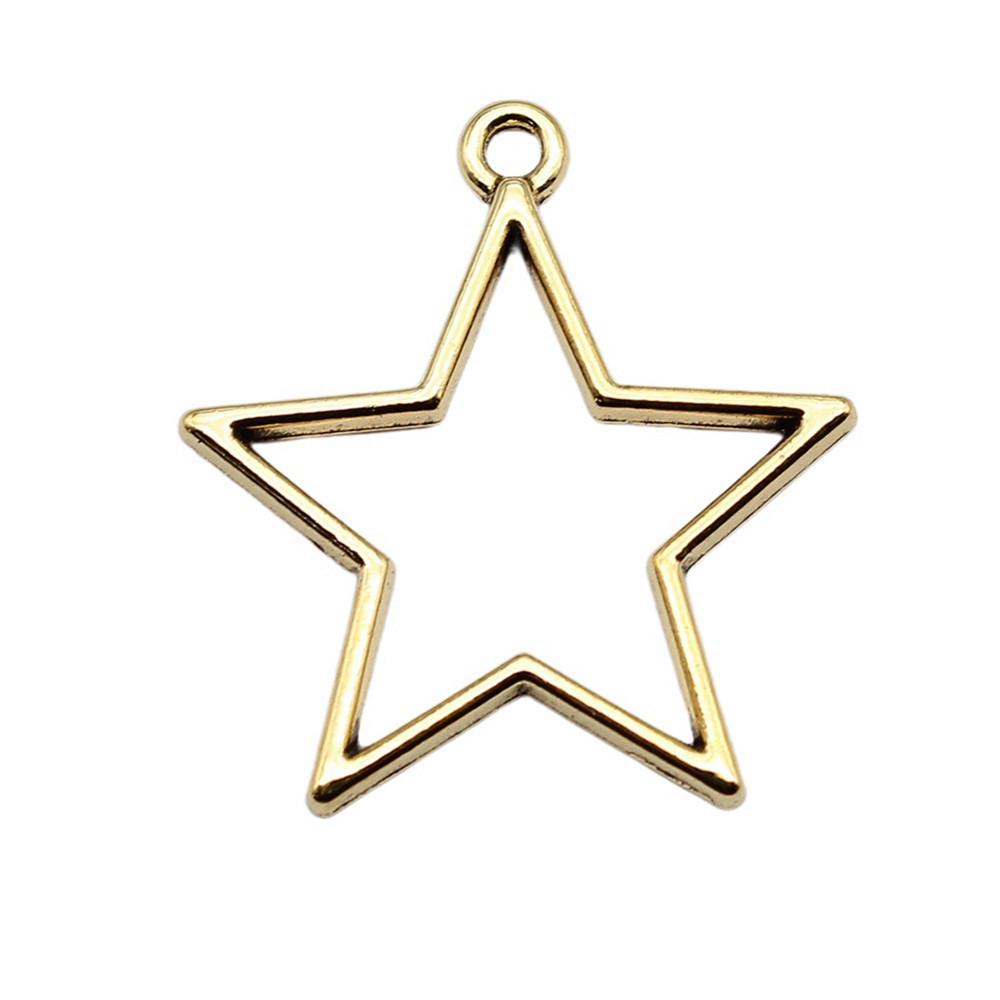Nested Star Charms Multi Color Alloy Pendants For Double Star Themed Jewelry