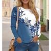 Long Sleeve Floral Pattern Women Street T-Shirts Spring Autumn 3D Flower Printing Lades Casual T Shirt 6XL Plus Size O-Neck Tops