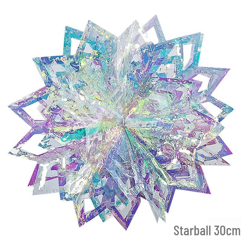 Duhaový vločkový voštinový míč - Barevná vánoční a jarní dekorační rekvizita