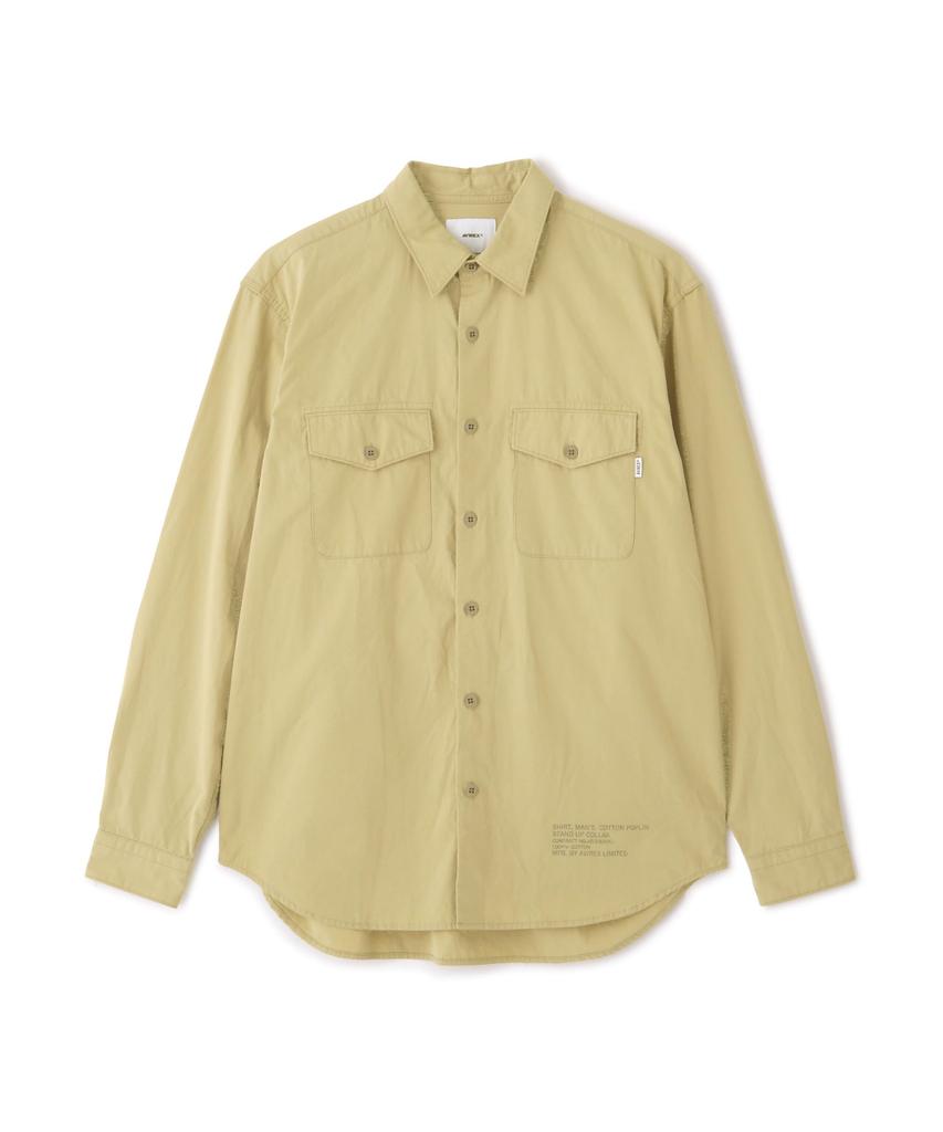 AVIREX Basic Army Poplin L/s Shirt Men's 2XL Khaki
