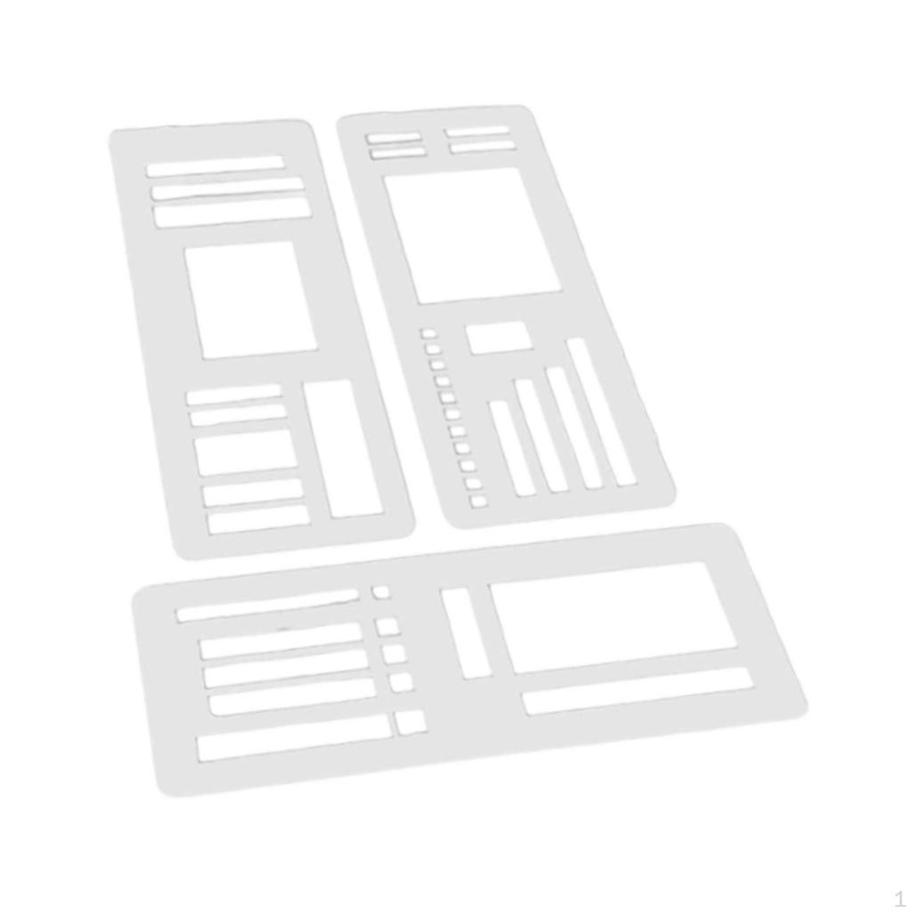 3 Pieces Flexible Record Templates Planner Stencil Set Handmade Versatile Stencils Drafting Tools