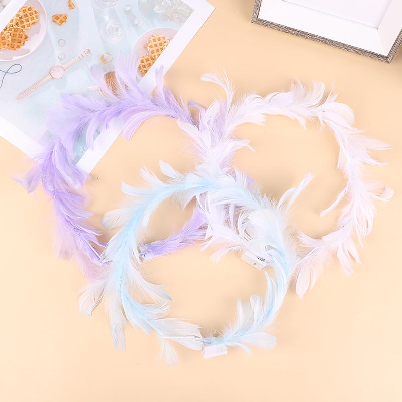 Led Feather Wreath Crown Light-Up Luminous Headdress For Women Girls Wedding Christmas Glow Party Decoration