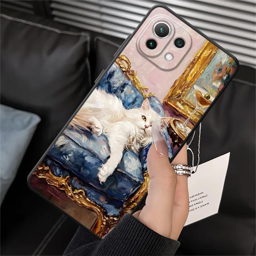 Handyhülle mit Katzenmotiv (Ölgemälde) für Xiaomi Mi 12T Pro, 12X, 11, 14, 11T, 13 Lite, 12, 10T