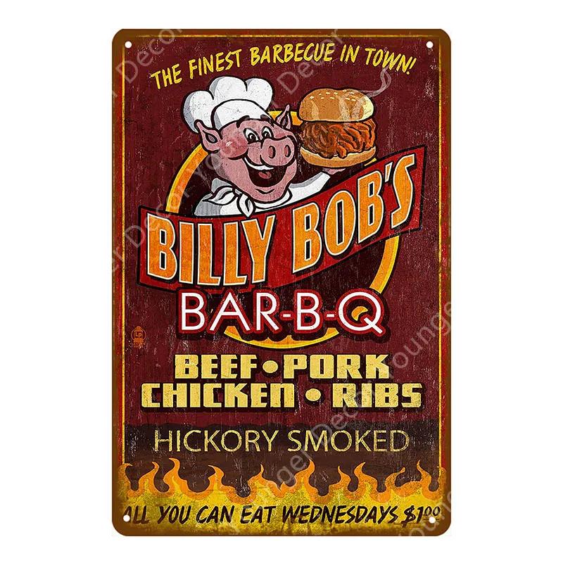 BBQ Steak House Grill Party Vintage Poster Wall Decor For Bar Pub Kitchen Home Plate Barbecue Metal Signs Painting Plaque YJ187