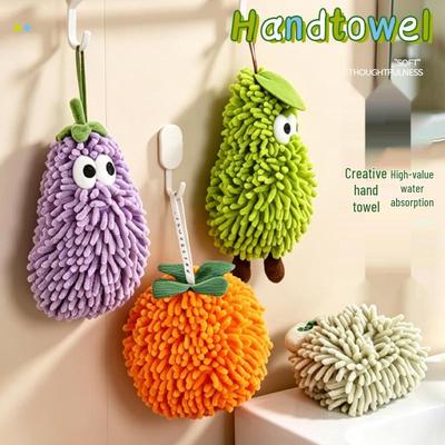 Adorable Fruit Chenille Hanging Hand Towel - Super Absorbent & Thick