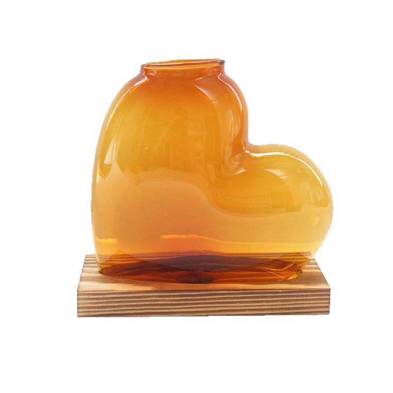 Kreative mehrfarbige Herz-Glas-Hydroponik-Vase – Schreibtisch-Blumenornament für Wohnzimmerdekoration.