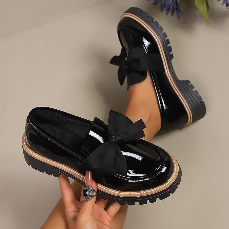 Dámské boty Oxford s platformou, silnou podrážkou, mašlí, nízkým profilem a bez tkaniček (slip-on) - nadměrné velikosti