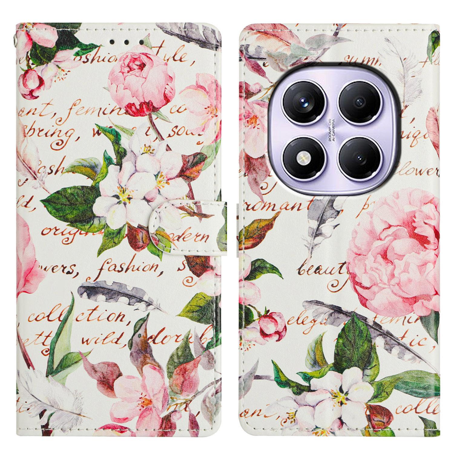 

Для Xiaomi Redmi Note 14 Pro 5G/14 Pro+ 5G Чохол-гаманець Штучна шкіра Книжка Підставка Чохол для телефону З малюнком Green Leaves Flowers