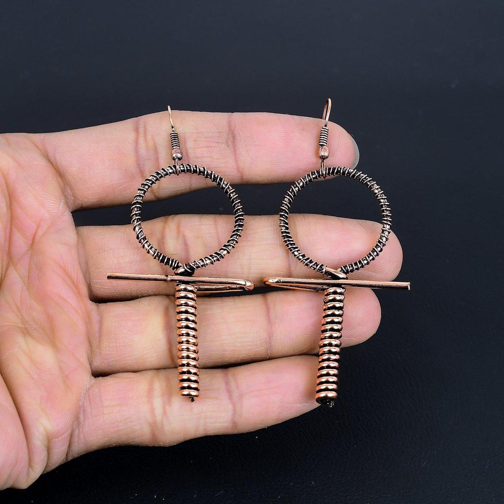 Designer Copper Earrings, Handmade Gemstone Earrings Jewelry, Gifts For Wife Brand New Earrings
