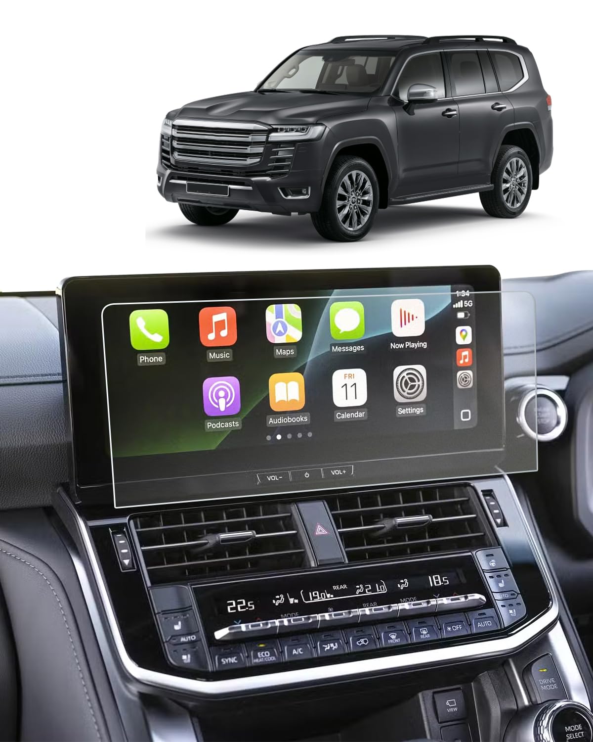 

BIXUAN 2025 Toyota Land Cruiser 300 Навигационный экран, совместимый с моделью Land Cruiser 9H после рестайлинга, простые кастомные детали для Land Cruiser